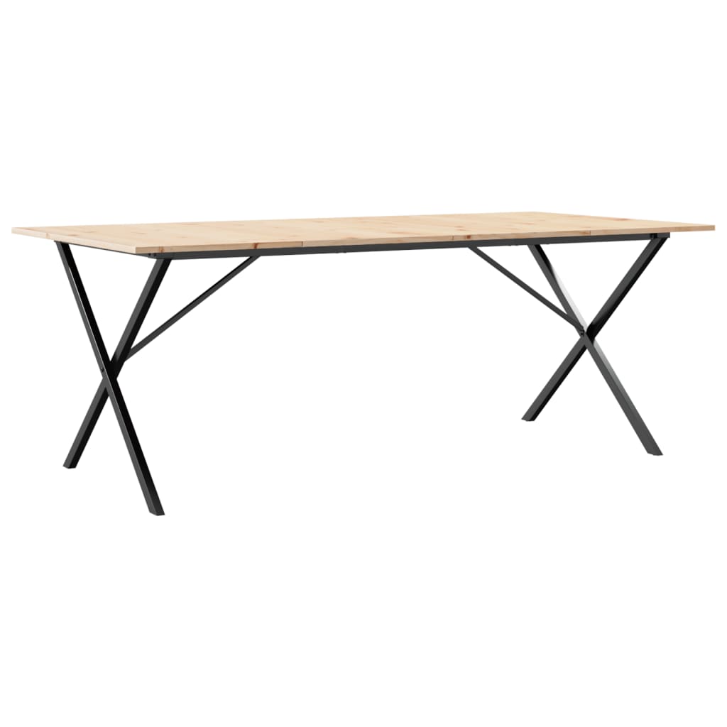 vidaXL Table à manger cadre en X 200x100x75cm bois de pin massif fonte