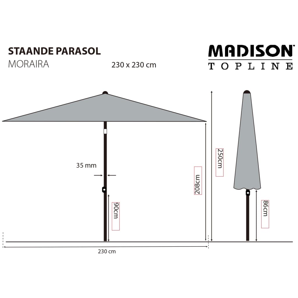 Madison Parasol Moraira 230x230 cm écru