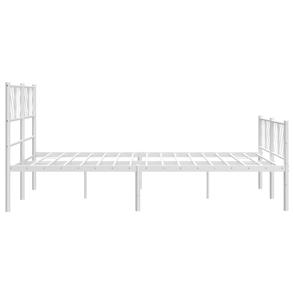 vidaXL Cadre de lit métal sans matelas et pied de lit blanc 135x190 cm