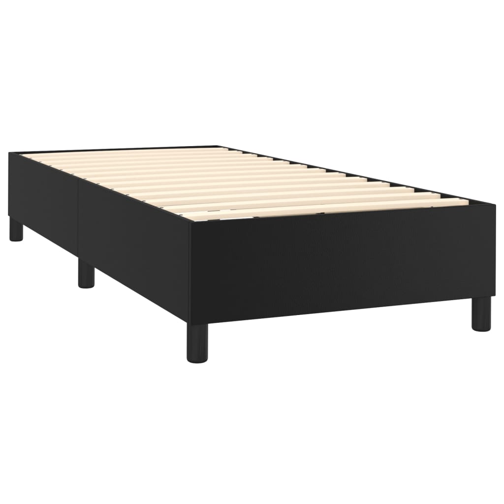 vidaXL Sommier à lattes de lit avec matelas Noir 90x200 cm Similicuir