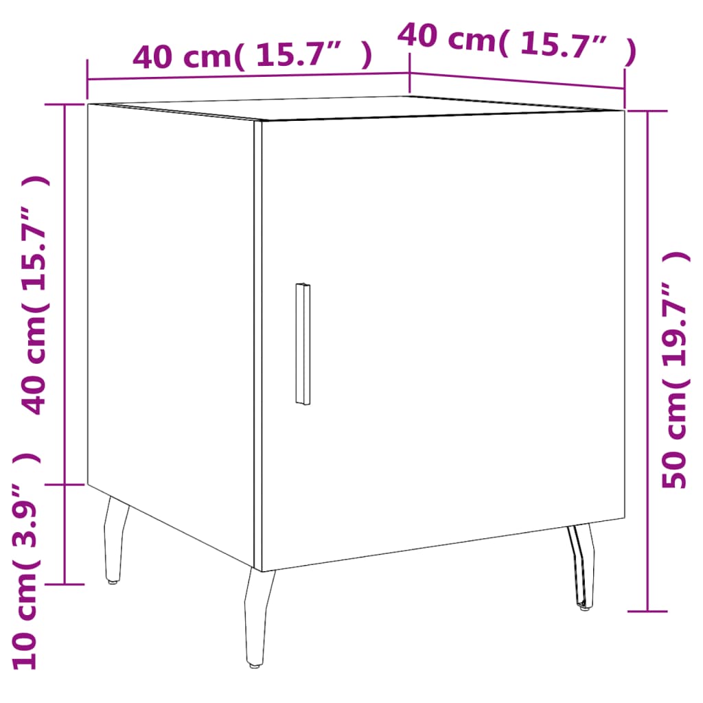 vidaXL Tables de chevet 2 pcs chêne sonoma 40x40x50 cm bois ingénierie