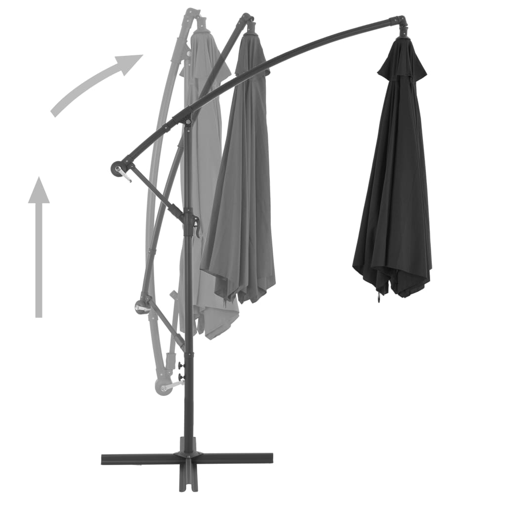 vidaXL Parasol de jardin en porte-à-faux avec mât en aluminium noir