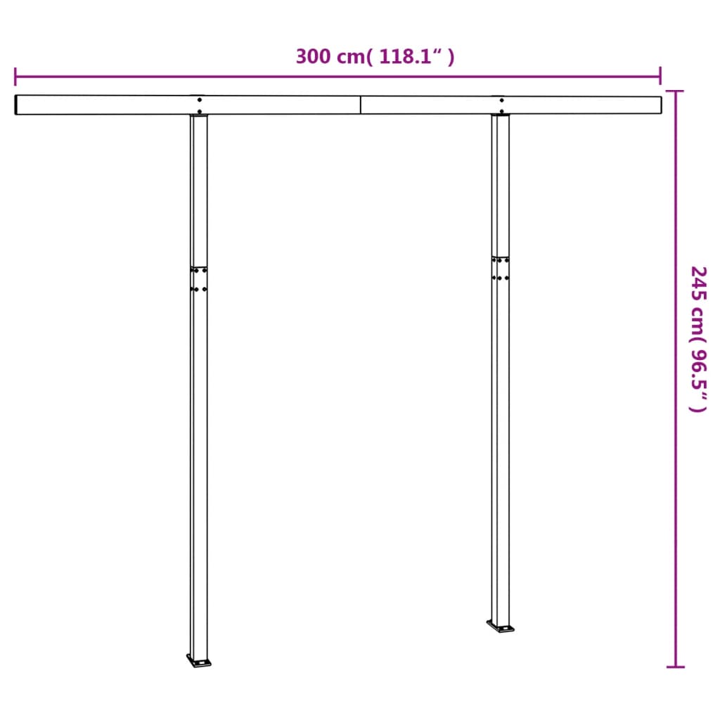 vidaXL Jeu de poteaux d'auvent anthracite 300x245 cm fer