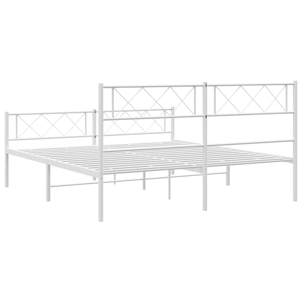 vidaXL Cadre de lit métal sans matelas et pied de lit blanc 135x190 cm