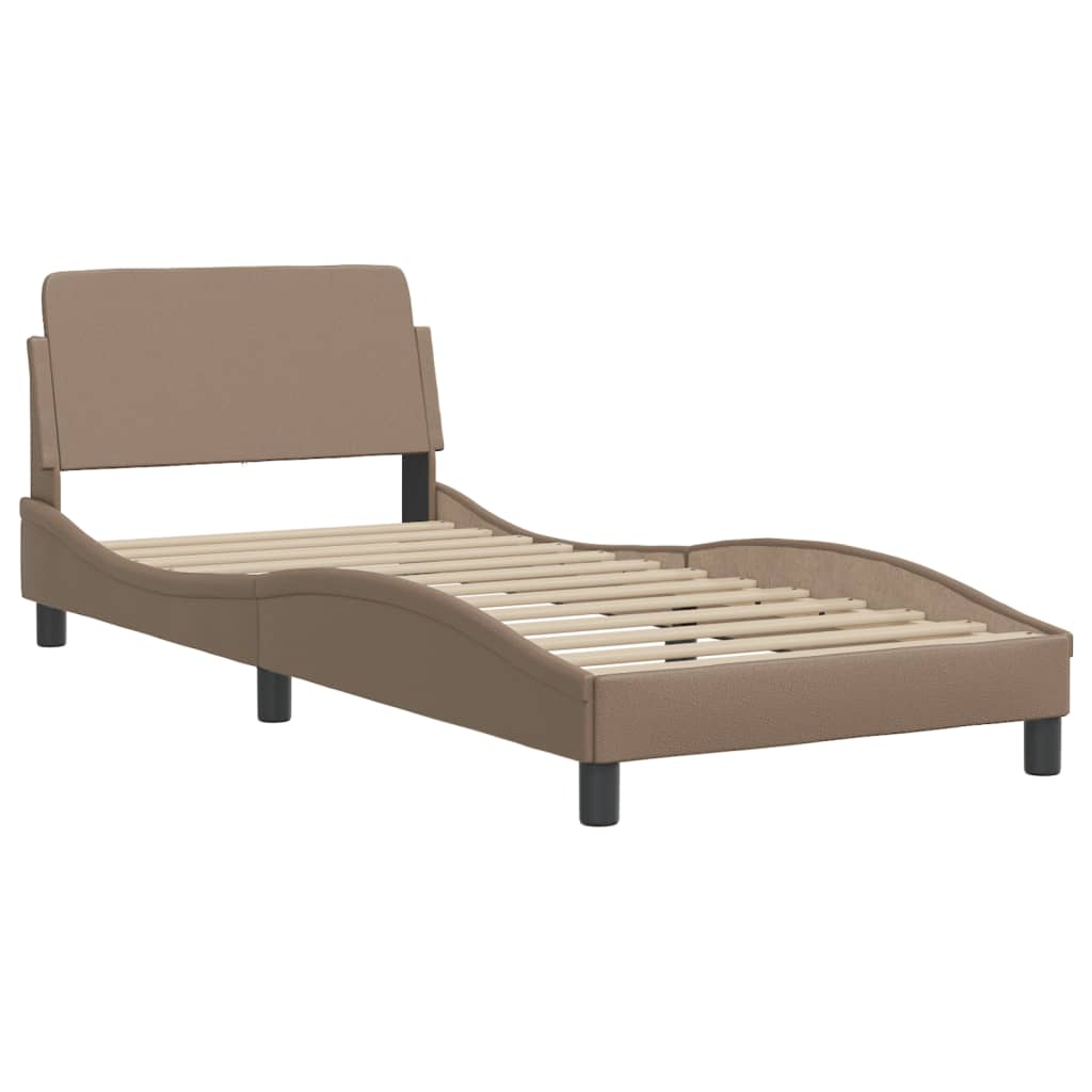 vidaXL Lit avec matelas cappuccino 90x200 cm similicuir