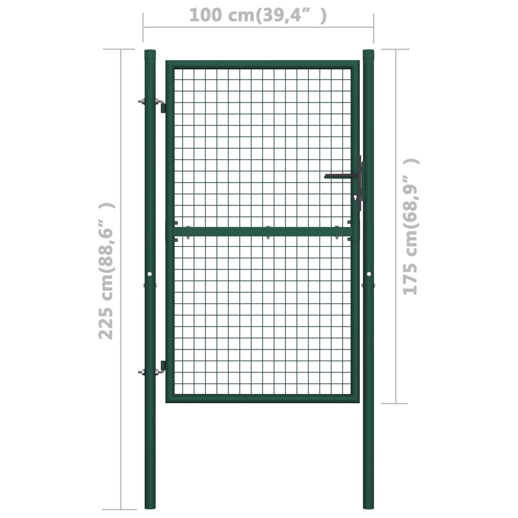 vidaXL Portail de clôture acier 100x175 cm vert