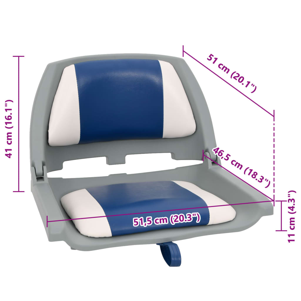 vidaXL Ensemble de sièges de bateau pliables 2 pcs oreiller bleu blanc