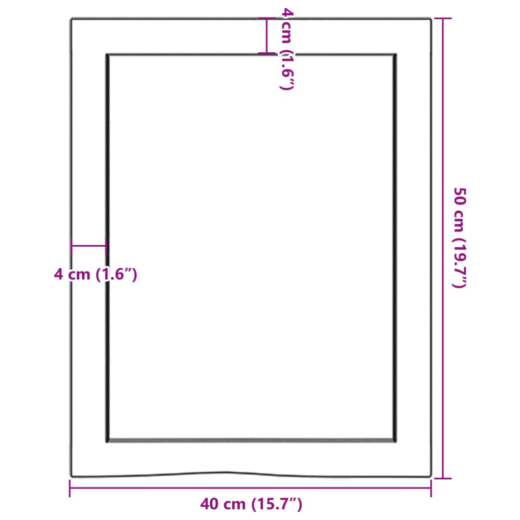 vidaXL Comptoir de salle de bain 40x50x(2-4)cm bois massif non traité