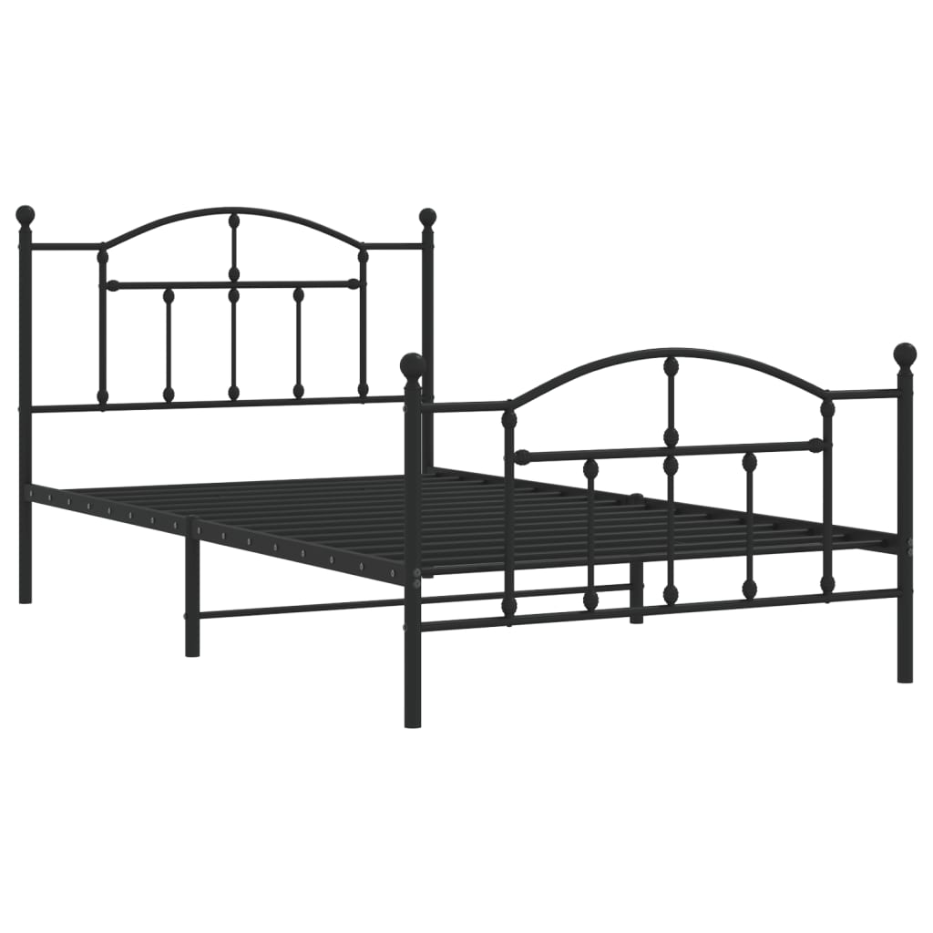 vidaXL Cadre de lit métal sans matelas et pied de lit noir 100x200 cm