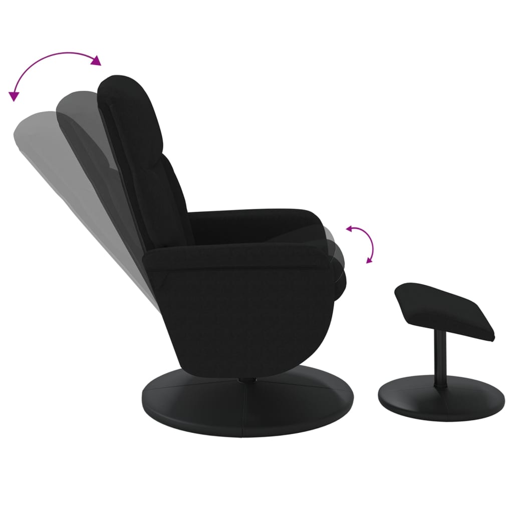 vidaXL Fauteuil inclinable avec repose-pied noir velours