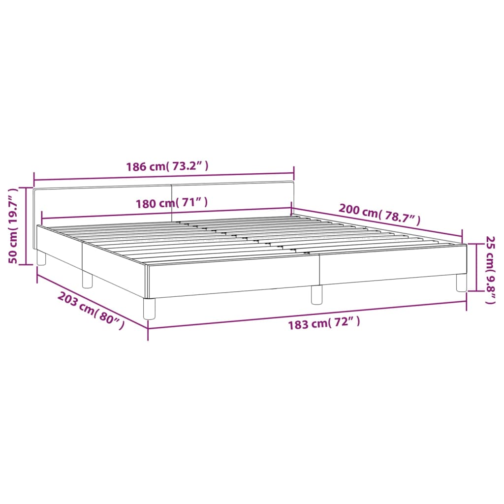 vidaXL Cadre de lit sans matelas gris clair 180x200 cm tissu