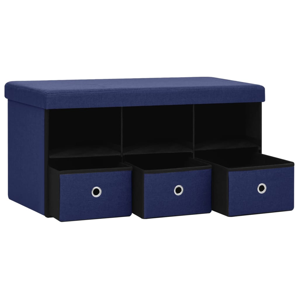 vidaXL Banc de rangement pliable Bleu 76x38x38 cm Faux lin