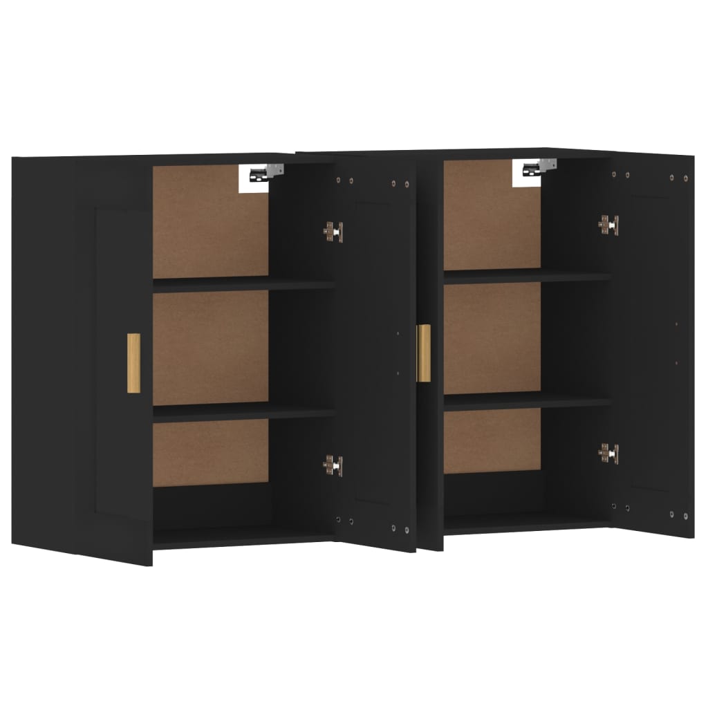 vidaXL Armoires murales 2 pcs noir bois d'ingénierie