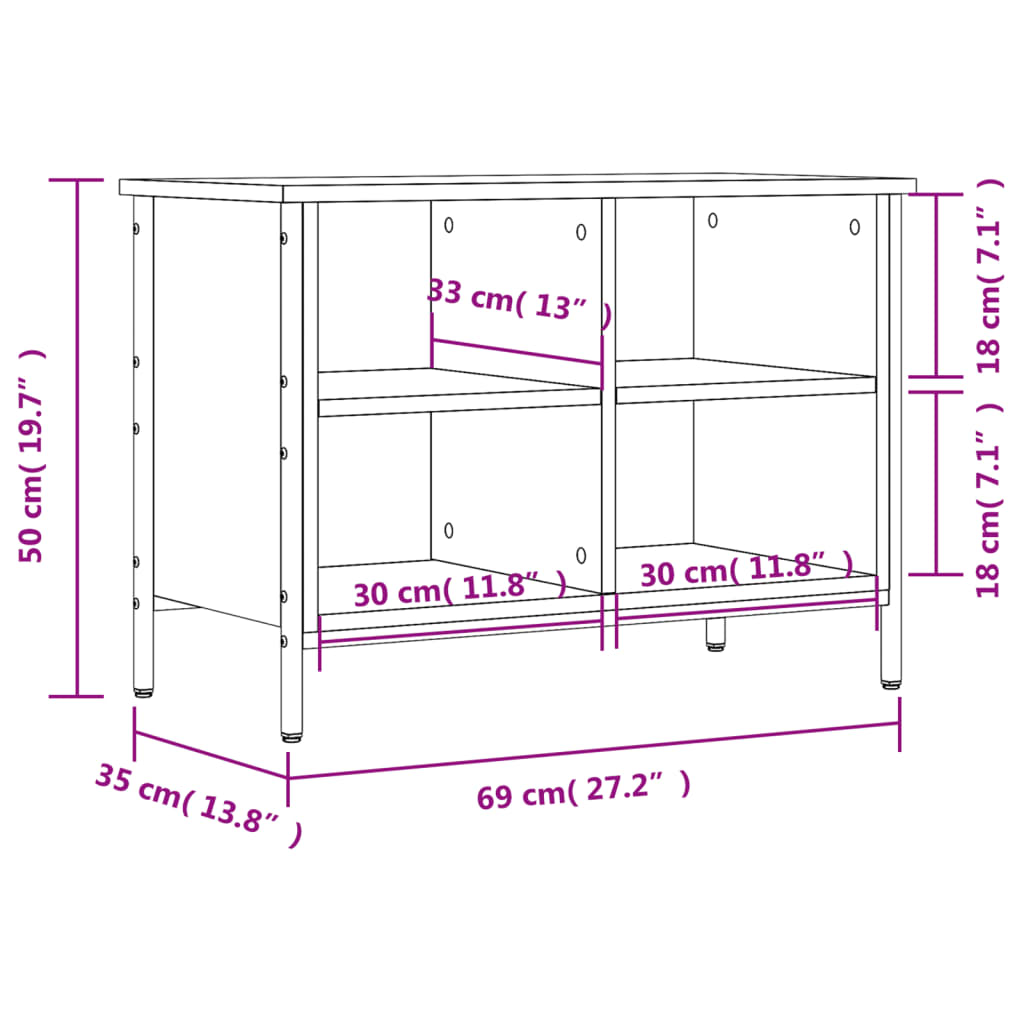 vidaXL Armoire à chaussures chêne fumé 69x35x50 cm bois d'ingénierie