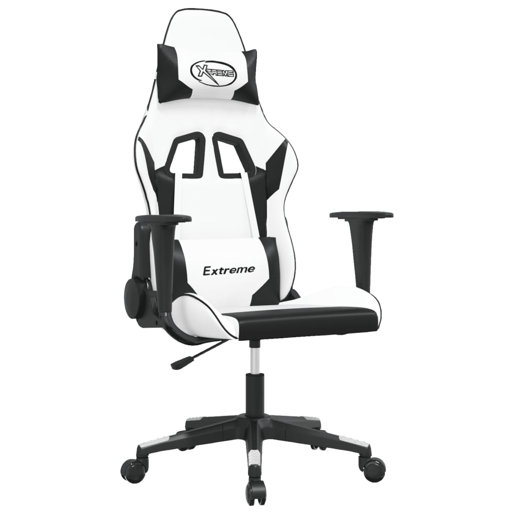 vidaXL Chaise de jeu de massage Blanc et noir Similicuir