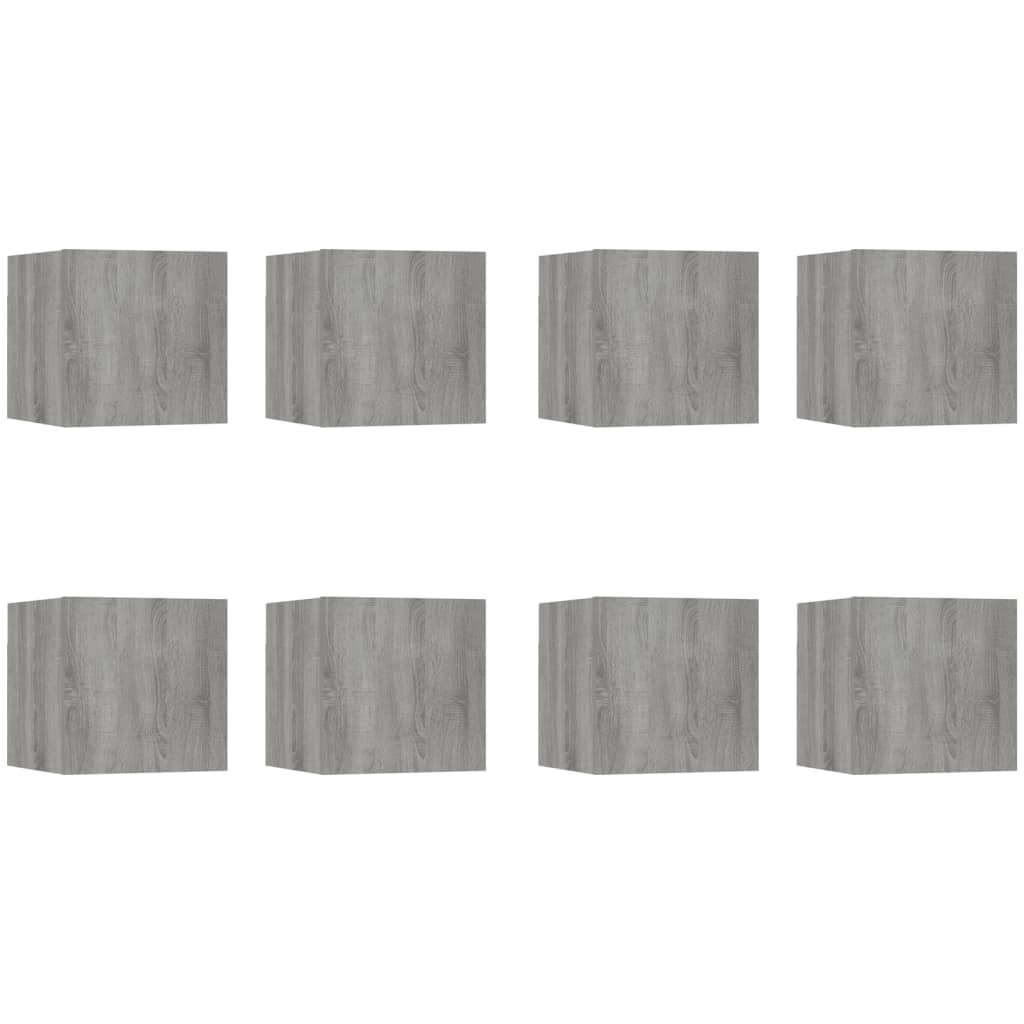 vidaXL Meubles TV muraux 8 pcs Sonoma gris 30,5x30x30 cm