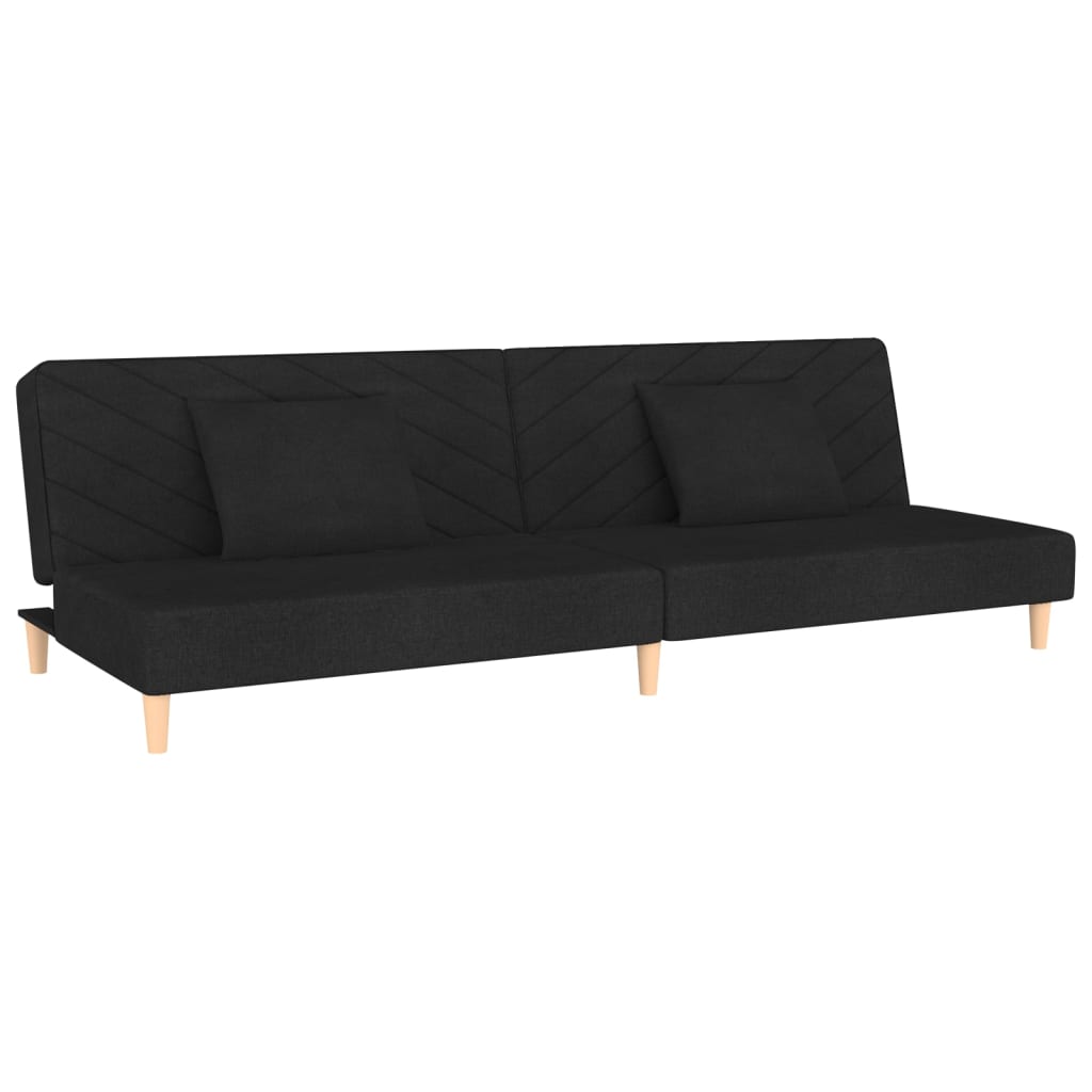 vidaXL Canapé-lit à 2 places avec deux oreillers Noir Tissu