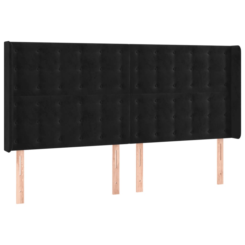 vidaXL Tête de lit avec oreilles Noir 163x16x118/128 cm Velours