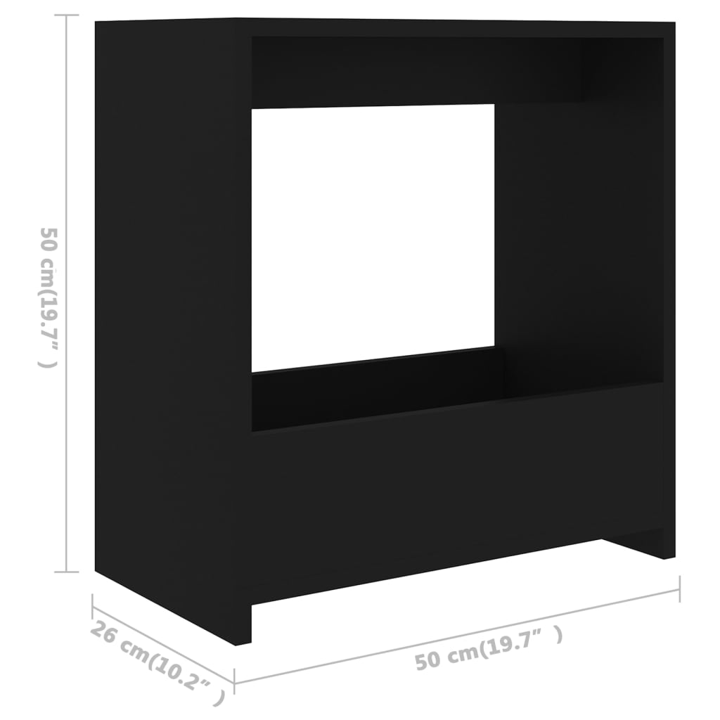 vidaXL Table d'appoint noir 50x26x50 cm bois d'ingénierie