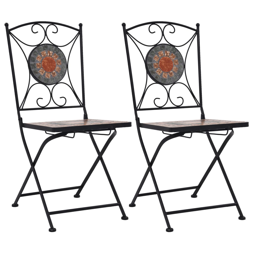 vidaXL Chaises de bistrot mosaïque lot de 2 Orange et gris