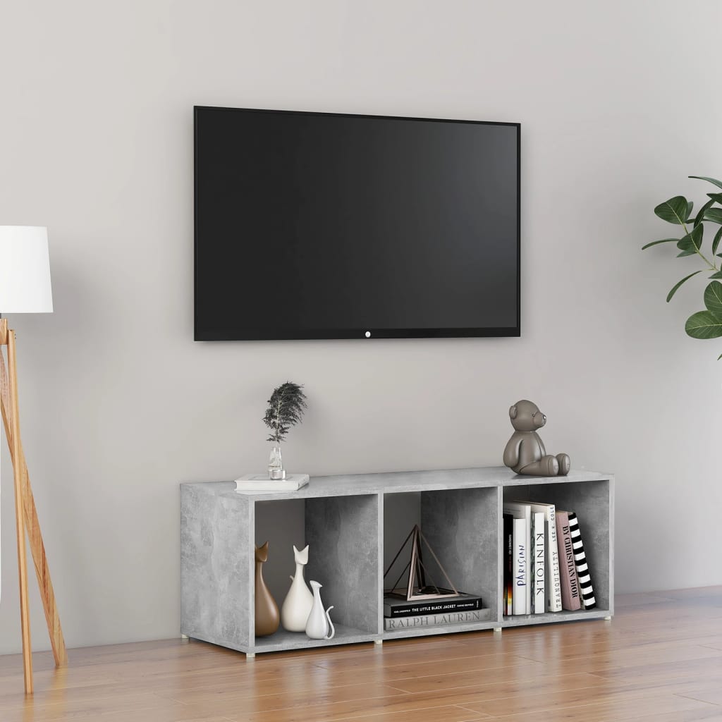 vidaXL Meuble TV gris béton 107x35x37 cm bois d’ingénierie