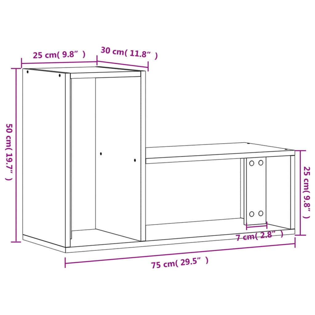 vidaXL Meubles TV 2 pcs blanc 75x30x50 cm bois d'ingénierie