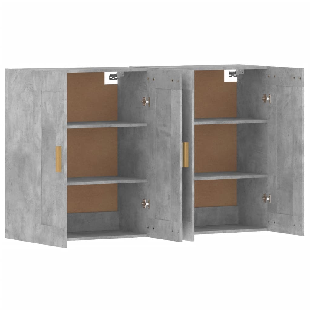 vidaXL Armoires murales 2 pcs gris béton bois d'ingénierie