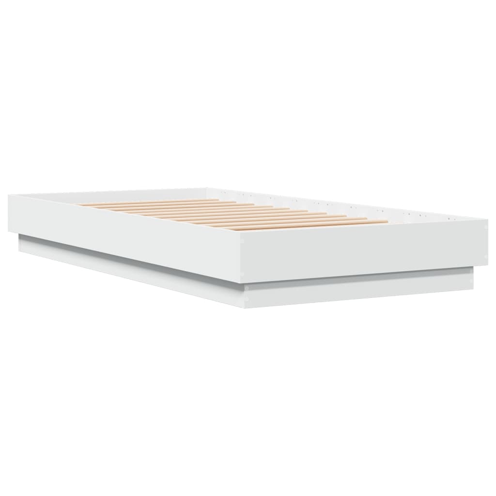 vidaXL Cadre de lit sans matelas blanc 75x190 cm bois d'ingénierie