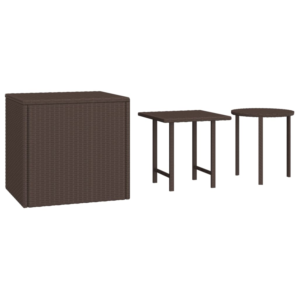 vidaXL Tables d'appoint 3 pcs marron résine tressée