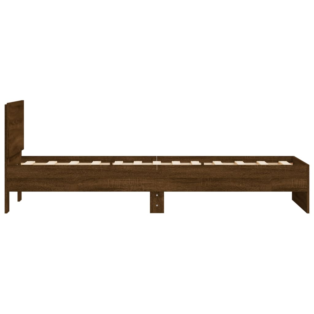 vidaXL Cadre de lit avec tête de lit chêne marron 75x190 cm