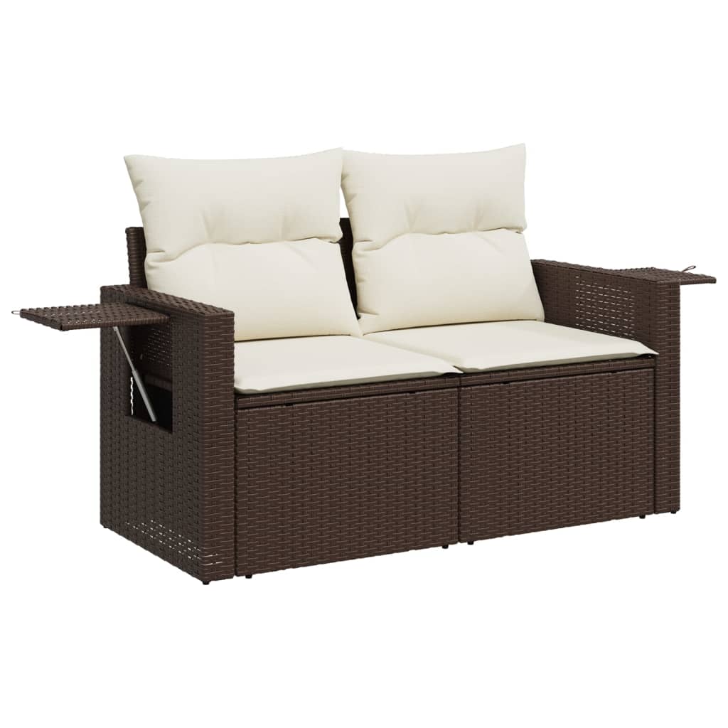 vidaXL Salon de jardin 8 pcs avec coussins marron résine tressée