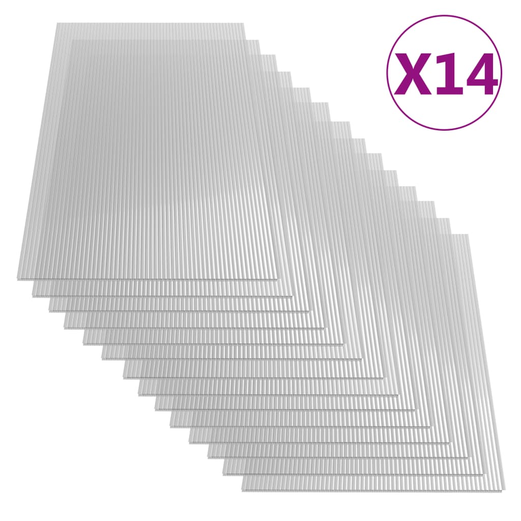 vidaXL Feuilles de polycarbonate 14 pcs 4 mm 121x60 cm