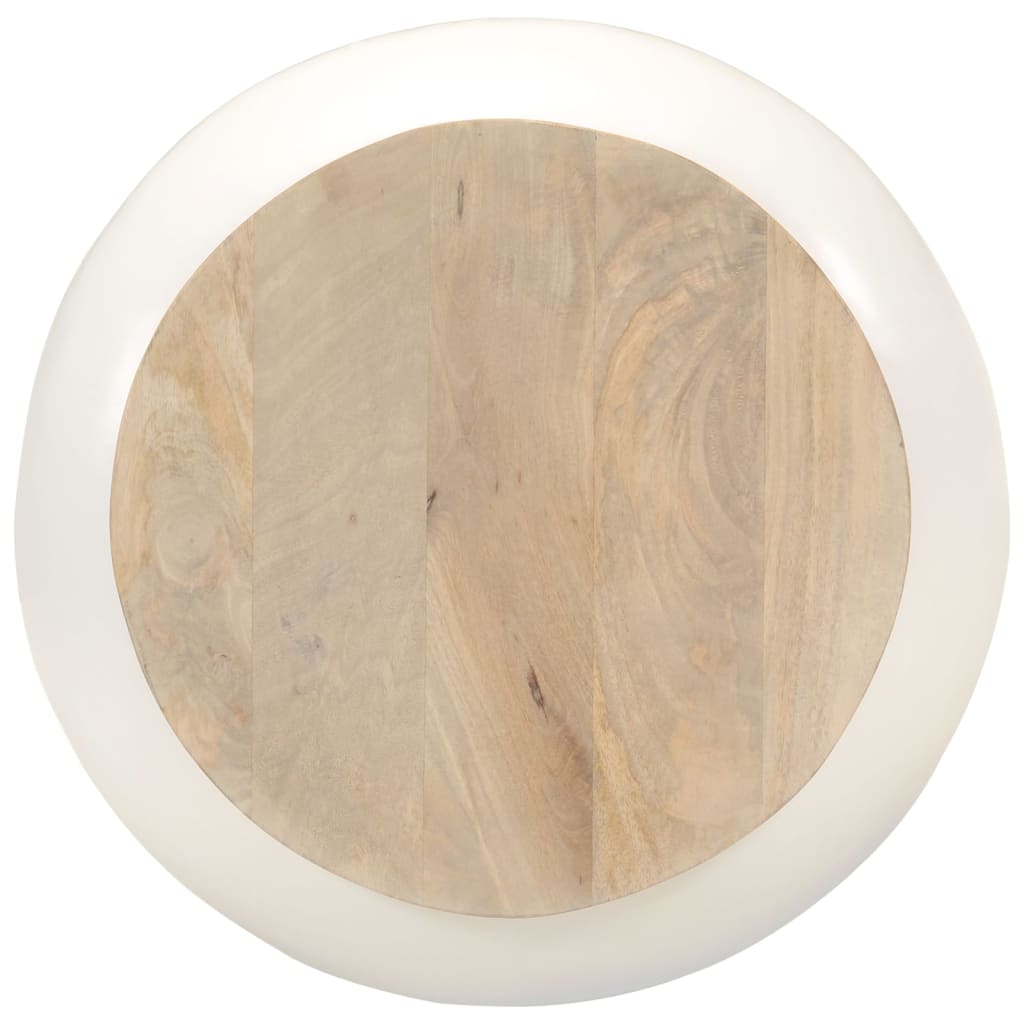 vidaXL Table basse blanc 51x51x27 cm bois de manguier massif