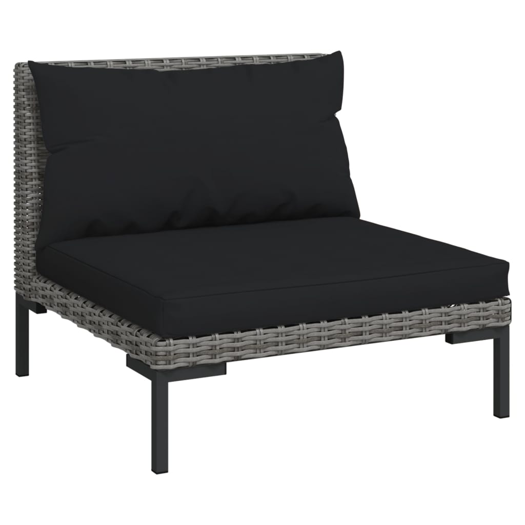 vidaXL Salon de jardin 5 pcs avec coussins Résine tressée Gris foncé