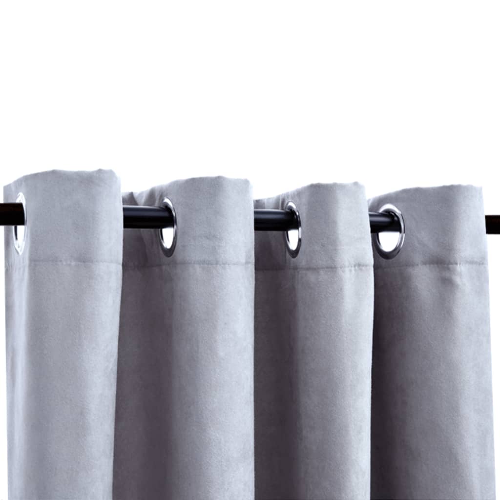 vidaXL Rideaux occultants avec anneaux en métal 2 pcs Gris 140x175 cm