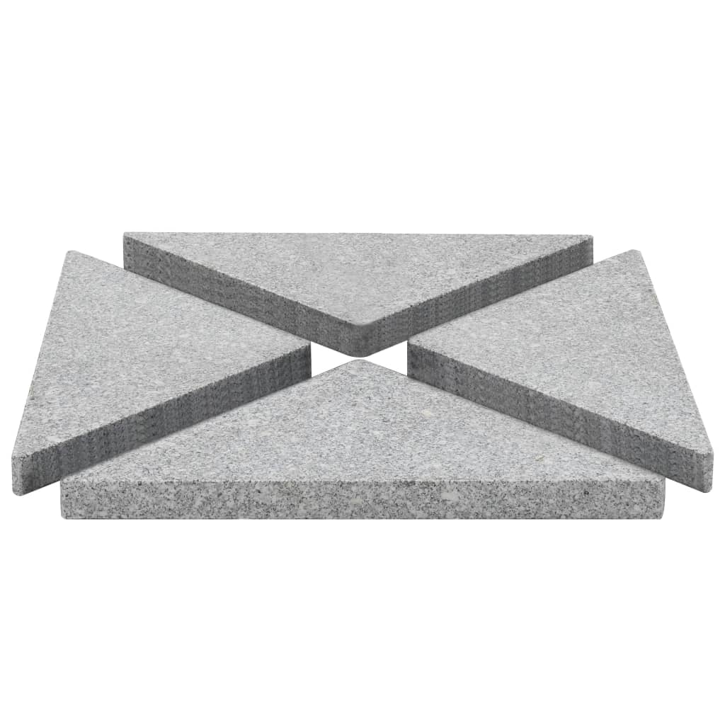 vidaXL Plaques de poids de parasol 4 pcs Triangulaire Granit Gris 60kg