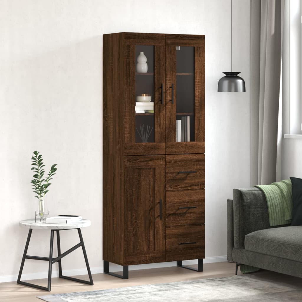 vidaXL Buffet haut Chêne marron 69,5x34x180 cm Bois d'ingénierie