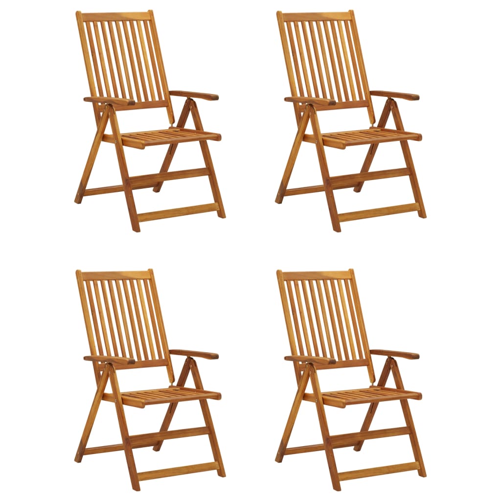 vidaXL Chaises inclinables de jardin lot de 4 et coussins Bois acacia