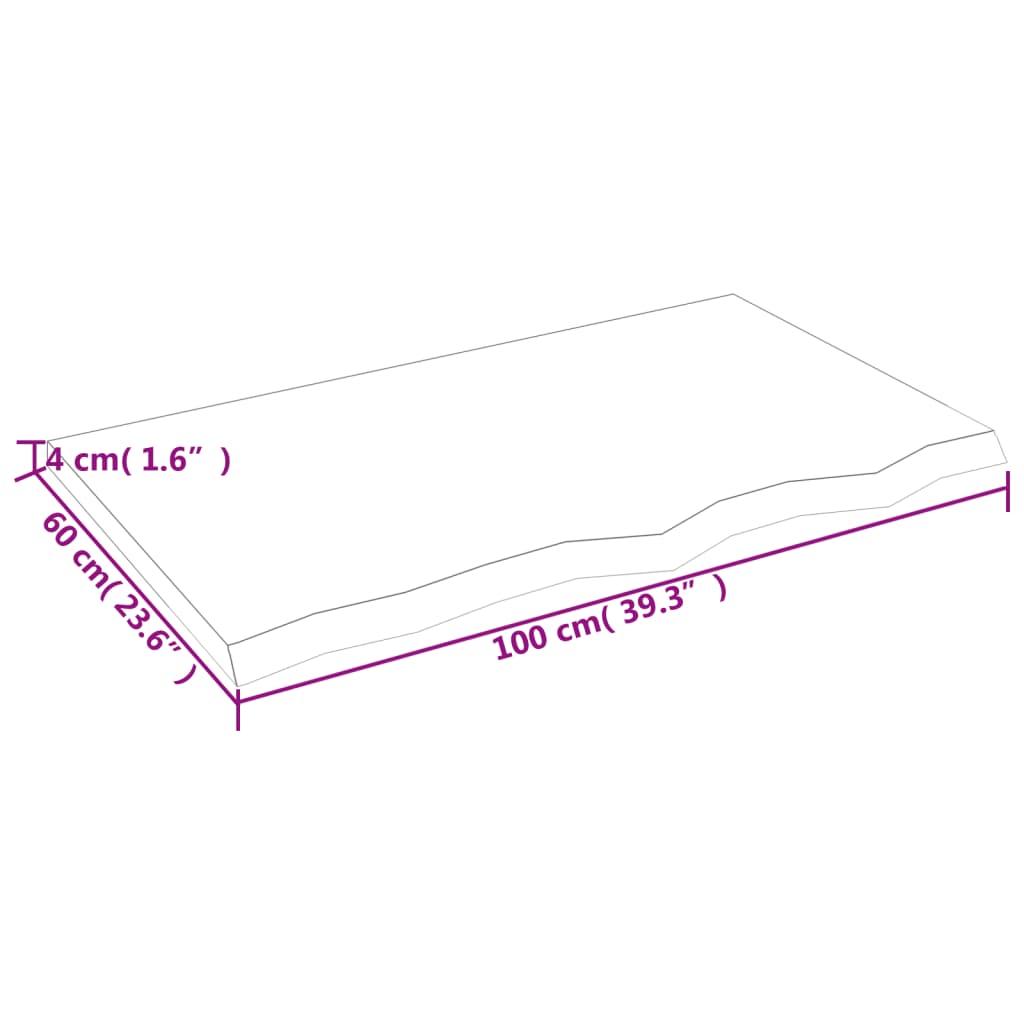 vidaXL Comptoir de salle de bain 100x60x(2-4)cm bois massif non traité