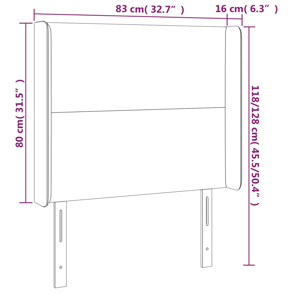 vidaXL Tête de lit avec oreilles Gris 83x16x118/128 cm Similicuir