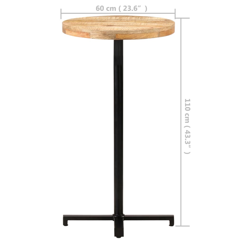 vidaXL Table de bar Ronde Ø60x110 cm Bois de manguier brut