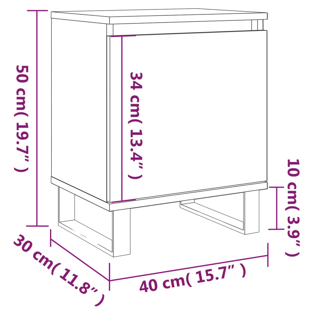 vidaXL Table de chevet sonoma gris 40x30x50 cm bois d'ingénierie