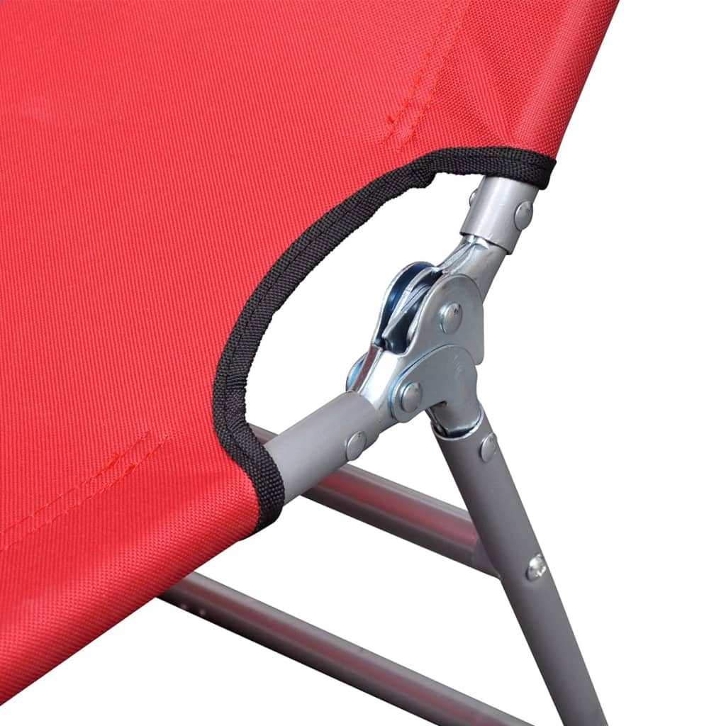 vidaXL Chaise longue avec coussin de tête Acier enduit de poudre Rouge