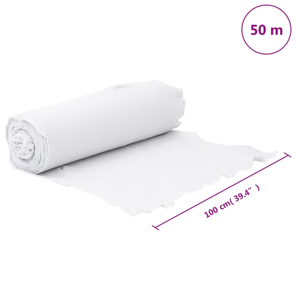 vidaXL Membrane géotextile blanc 1 x 50 m fibre de polyester