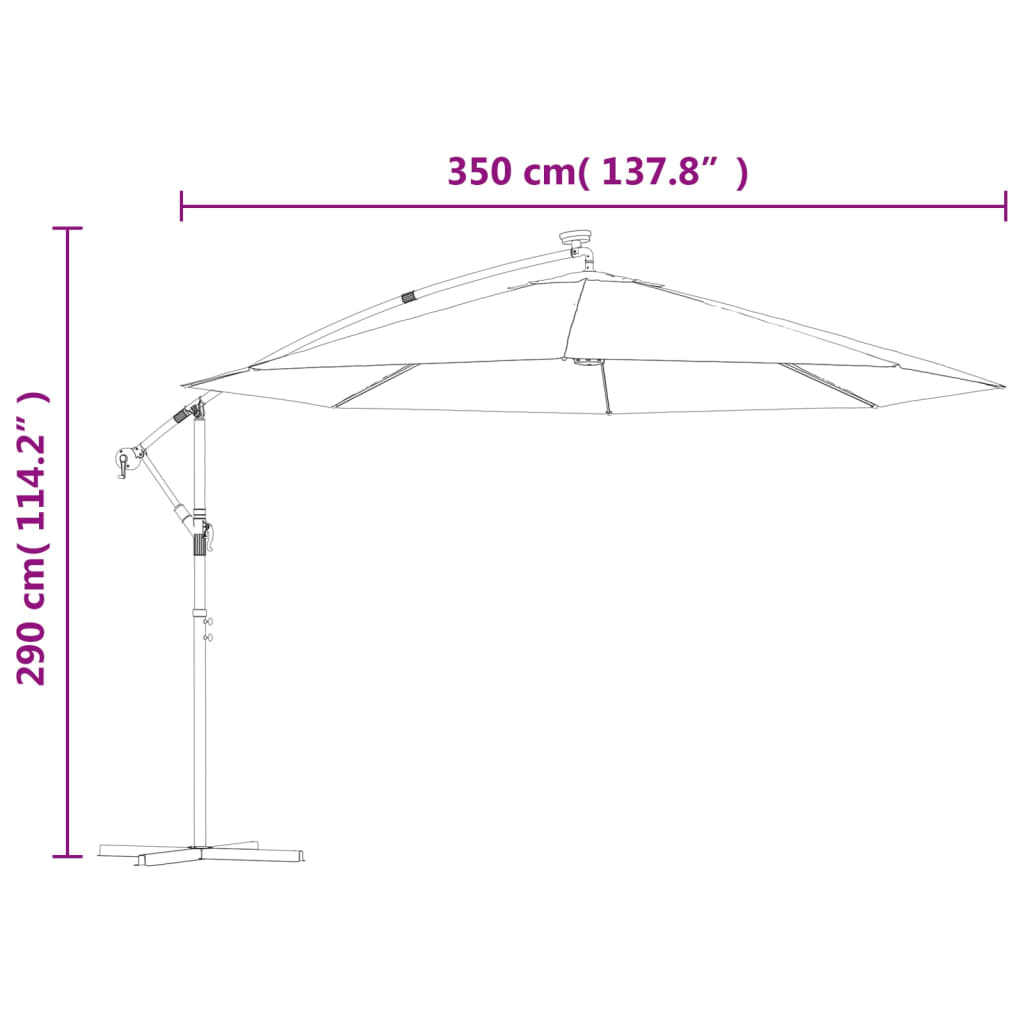 vidaXL Parasol de jardin en porte-à-faux avec lumières LED terre cuite