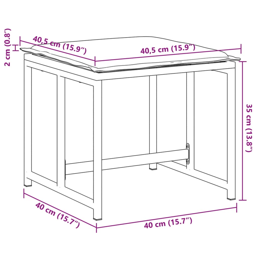 vidaXL Tabourets de jardin avec coussins 4pcs blanc acier et textilène