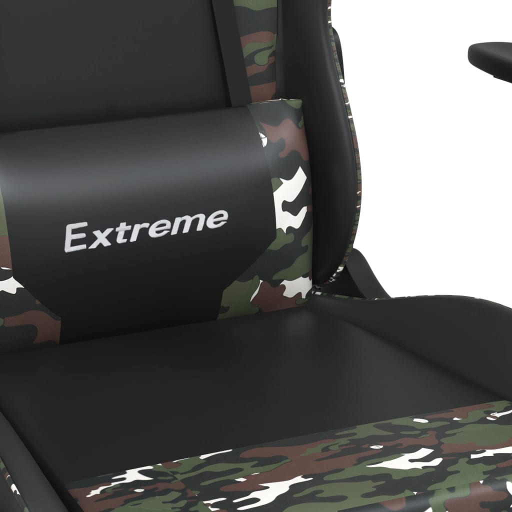 vidaXL Chaise de jeu avec repose-pied Noir et camouflage Similicuir
