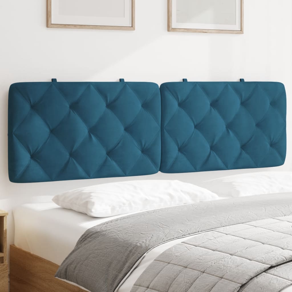 vidaXL Coussin de tête de lit bleu 160 cm velours