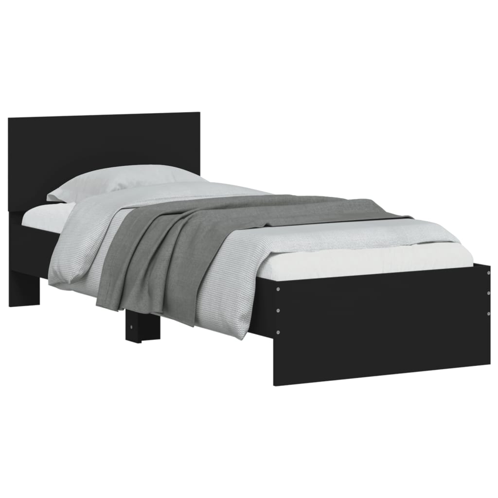 vidaXL Cadre de lit sans matelas avec lumières LED noir 90x190 cm