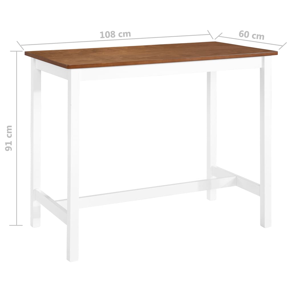 vidaXL Table de bar Bois massif 108x60x91 cm